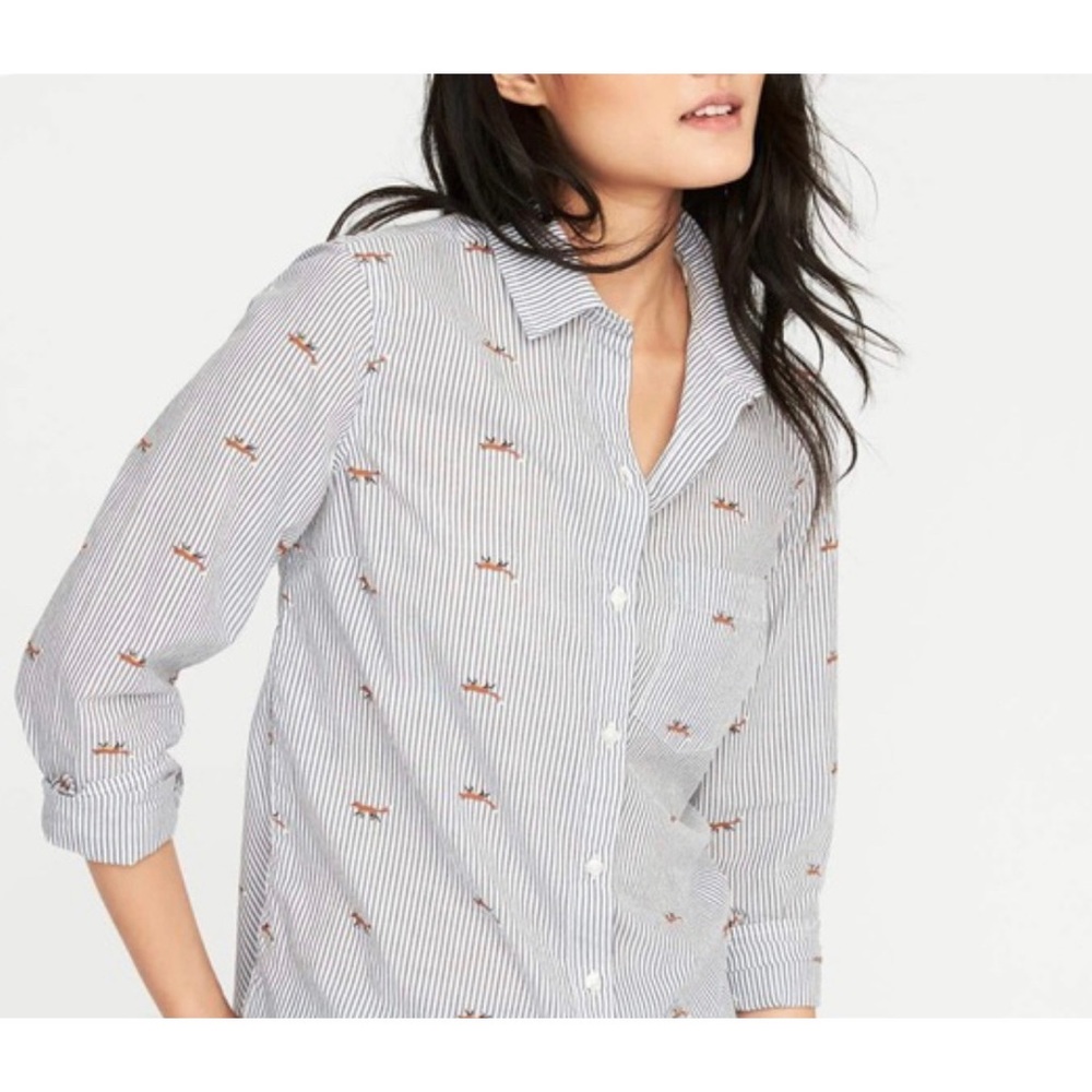 Pinstripe & FOXES button up classic shirt 🦊